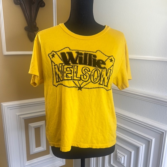 Daydreamer Tops - Willie Nelson Yellow Graphic T-Shirt